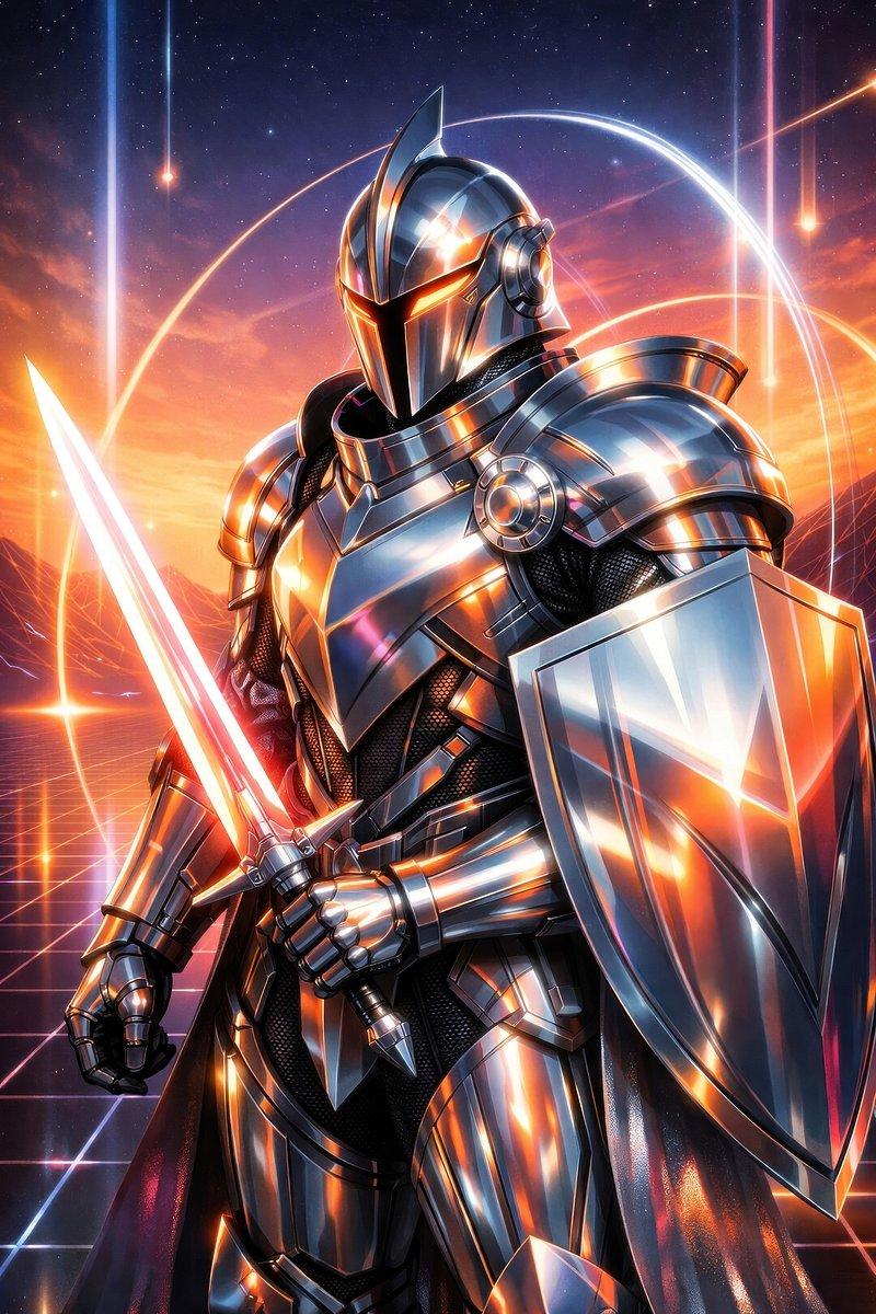 Cyber Knight Sentinel – Neon Guardian of the Future
