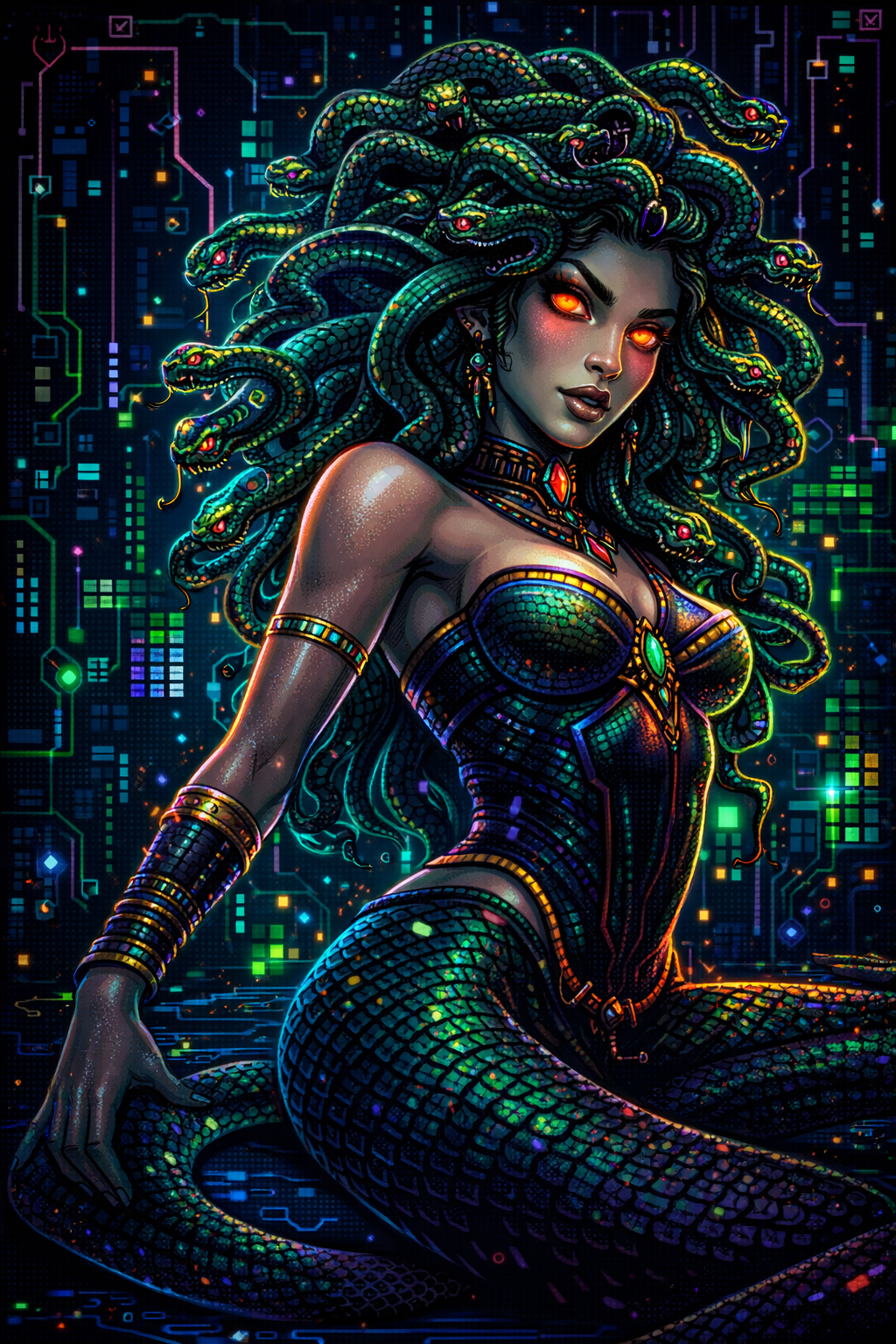 Cyber Medusa – Neon Queen of Serpents